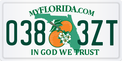 FL license plate 0383ZT