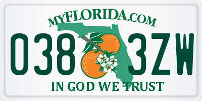FL license plate 0383ZW