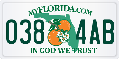 FL license plate 0384AB