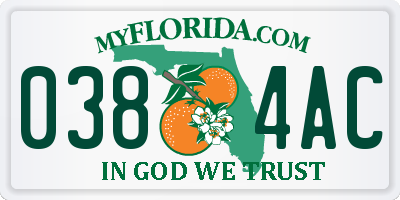 FL license plate 0384AC