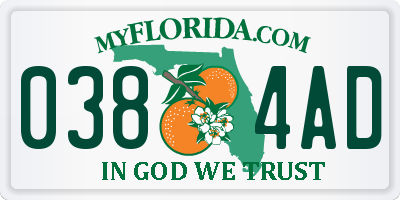 FL license plate 0384AD