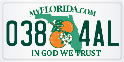 FL license plate 0384AL