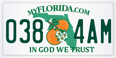 FL license plate 0384AM