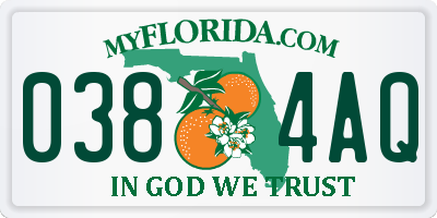 FL license plate 0384AQ