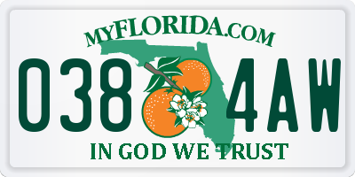 FL license plate 0384AW