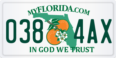 FL license plate 0384AX
