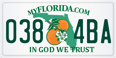 FL license plate 0384BA
