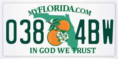 FL license plate 0384BW
