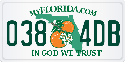 FL license plate 0384DB