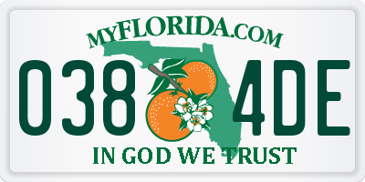 FL license plate 0384DE