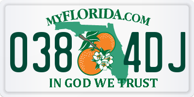 FL license plate 0384DJ