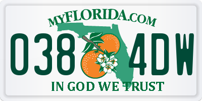 FL license plate 0384DW