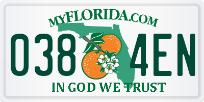 FL license plate 0384EN