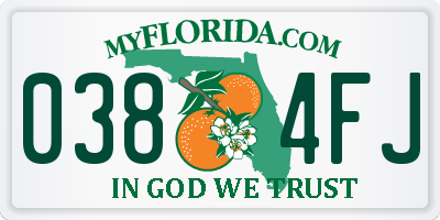 FL license plate 0384FJ