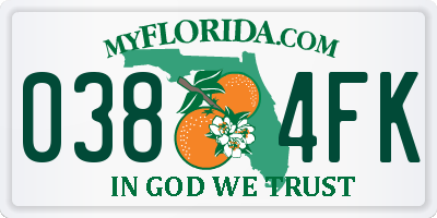 FL license plate 0384FK