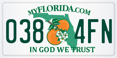 FL license plate 0384FN