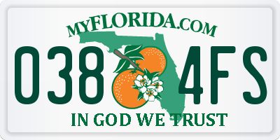 FL license plate 0384FS