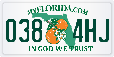 FL license plate 0384HJ