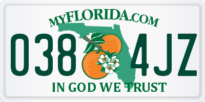 FL license plate 0384JZ