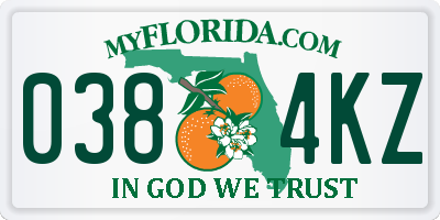 FL license plate 0384KZ