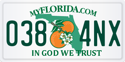 FL license plate 0384NX
