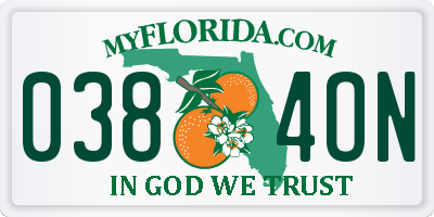 FL license plate 0384ON