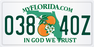 FL license plate 0384OZ