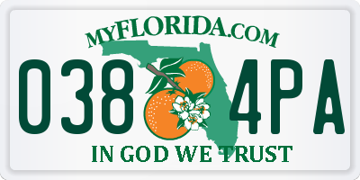 FL license plate 0384PA