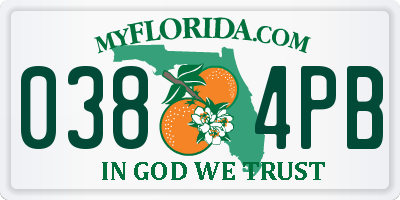 FL license plate 0384PB