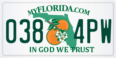 FL license plate 0384PW