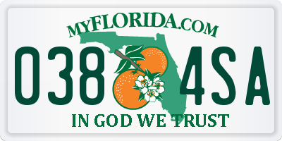 FL license plate 0384SA