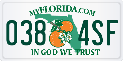 FL license plate 0384SF