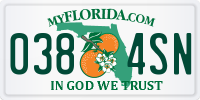 FL license plate 0384SN