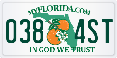 FL license plate 0384ST