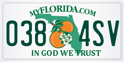 FL license plate 0384SV
