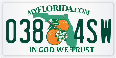 FL license plate 0384SW