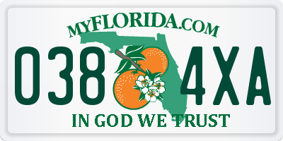 FL license plate 0384XA