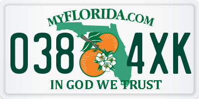 FL license plate 0384XK