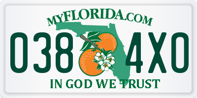 FL license plate 0384XO