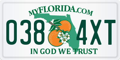 FL license plate 0384XT