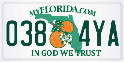 FL license plate 0384YA