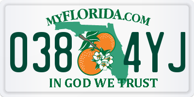 FL license plate 0384YJ