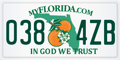 FL license plate 0384ZB