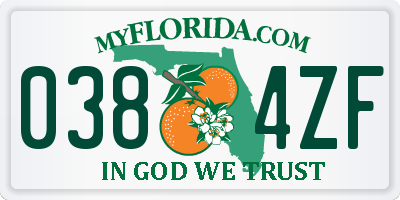 FL license plate 0384ZF