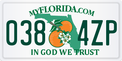 FL license plate 0384ZP