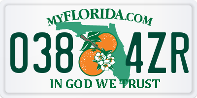 FL license plate 0384ZR