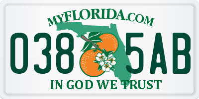 FL license plate 0385AB