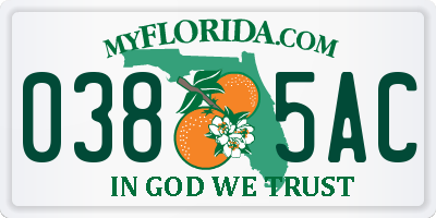 FL license plate 0385AC