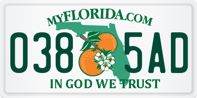 FL license plate 0385AD