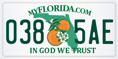 FL license plate 0385AE